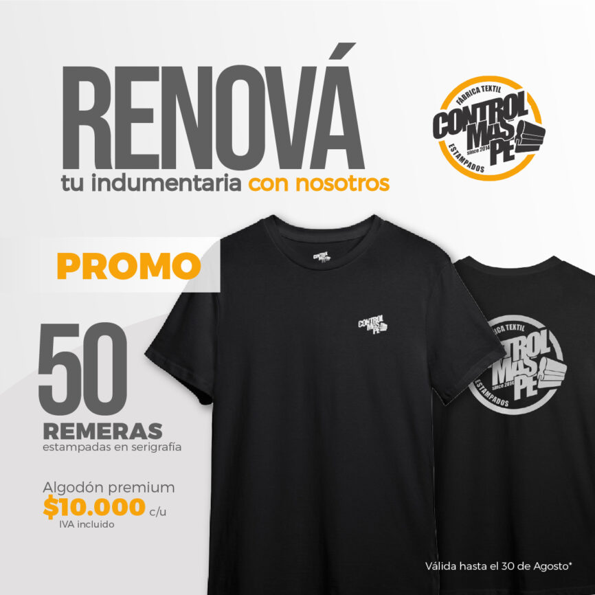 PROMO 100 REMERAS